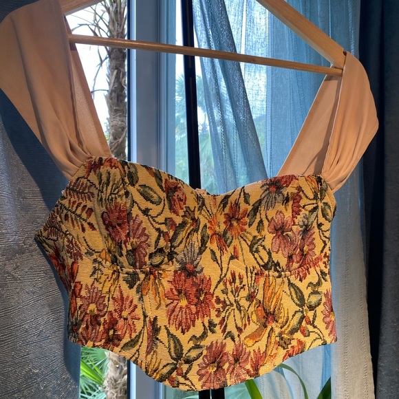 Floral Brocade Bustier Top - Picture 2 of 5